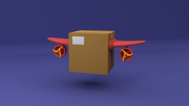Caja transportada por un dron